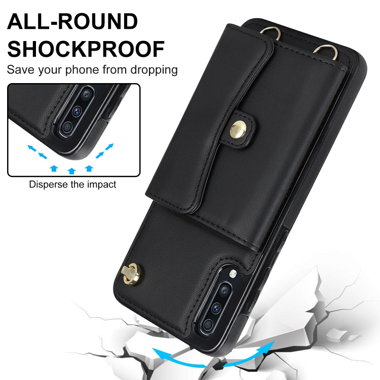 RFID Card Slot Leather Phone Case with Long Lanyard, For Samsung Galaxy A70, For Samsung Galaxy A71 4G, For Samsung Galaxy A71 5G, For Samsung Galaxy A73 5G