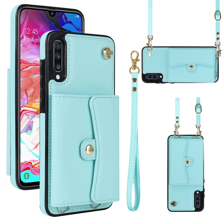 RFID Card Slot Leather Phone Case with Long Lanyard, For Samsung Galaxy A70, For Samsung Galaxy A71 4G, For Samsung Galaxy A71 5G, For Samsung Galaxy A73 5G