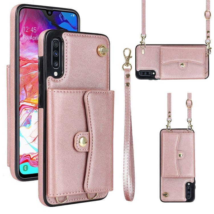 RFID Card Slot Leather Phone Case with Long Lanyard, For Samsung Galaxy A70, For Samsung Galaxy A71 4G, For Samsung Galaxy A71 5G, For Samsung Galaxy A73 5G