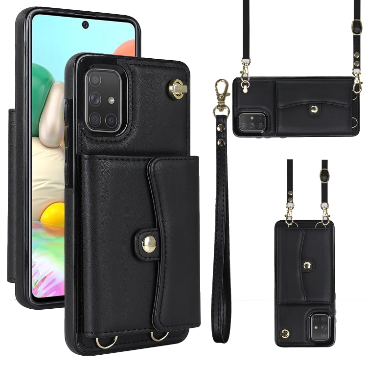 RFID Card Slot Leather Phone Case with Long Lanyard, For Samsung Galaxy A70, For Samsung Galaxy A71 4G, For Samsung Galaxy A71 5G, For Samsung Galaxy A73 5G