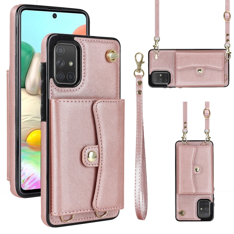 RFID Card Slot Leather Phone Case with Long Lanyard, For Samsung Galaxy A70, For Samsung Galaxy A71 4G, For Samsung Galaxy A71 5G, For Samsung Galaxy A73 5G