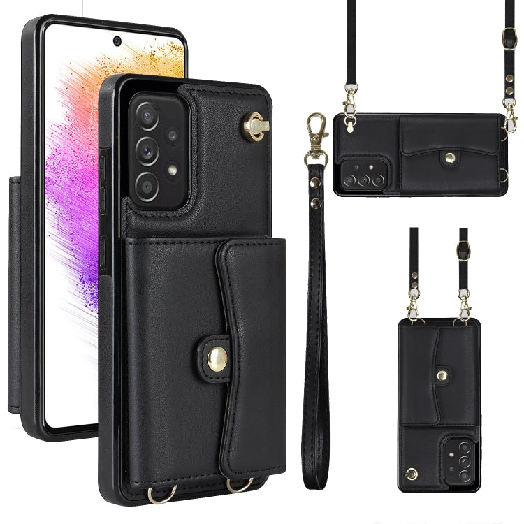 RFID Card Slot Leather Phone Case with Long Lanyard, For Samsung Galaxy A70, For Samsung Galaxy A71 4G, For Samsung Galaxy A71 5G, For Samsung Galaxy A73 5G