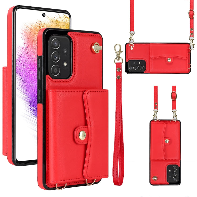 RFID Card Slot Leather Phone Case with Long Lanyard, For Samsung Galaxy A70, For Samsung Galaxy A71 4G, For Samsung Galaxy A71 5G, For Samsung Galaxy A73 5G
