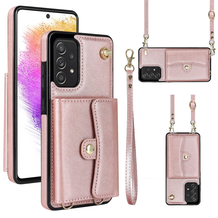 RFID Card Slot Leather Phone Case with Long Lanyard, For Samsung Galaxy A70, For Samsung Galaxy A71 4G, For Samsung Galaxy A71 5G, For Samsung Galaxy A73 5G