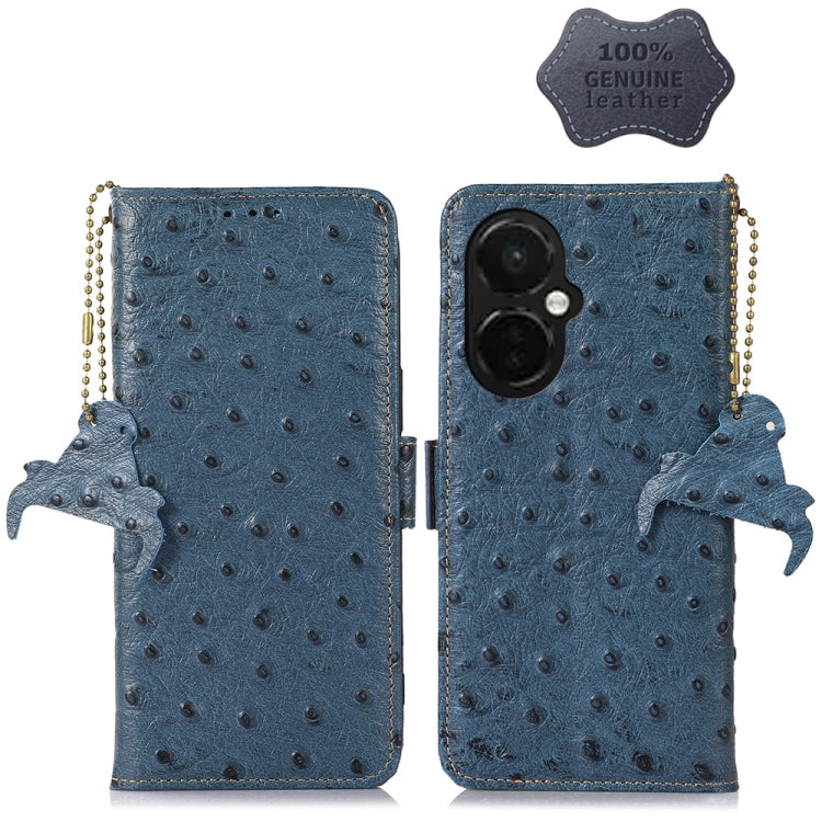 For OnePlus Nord CE 3 Lite Ostrich Pattern Genuine Leather RFID Phone Case, For OnePlus Nord CE 3 Lite