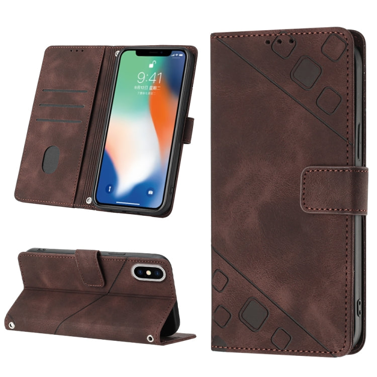 Skin-feel Embossed Leather Phone Case, For iPhone 12 / 12 Pro, For iPhone 12 Pro Max, For iPhone 11, For iPhone 11 Pro Max, For iPhone X / XS, For iPhone XR, For iPhone XS Max, For iPhone SE 2022 / 2020 / 7 / 8