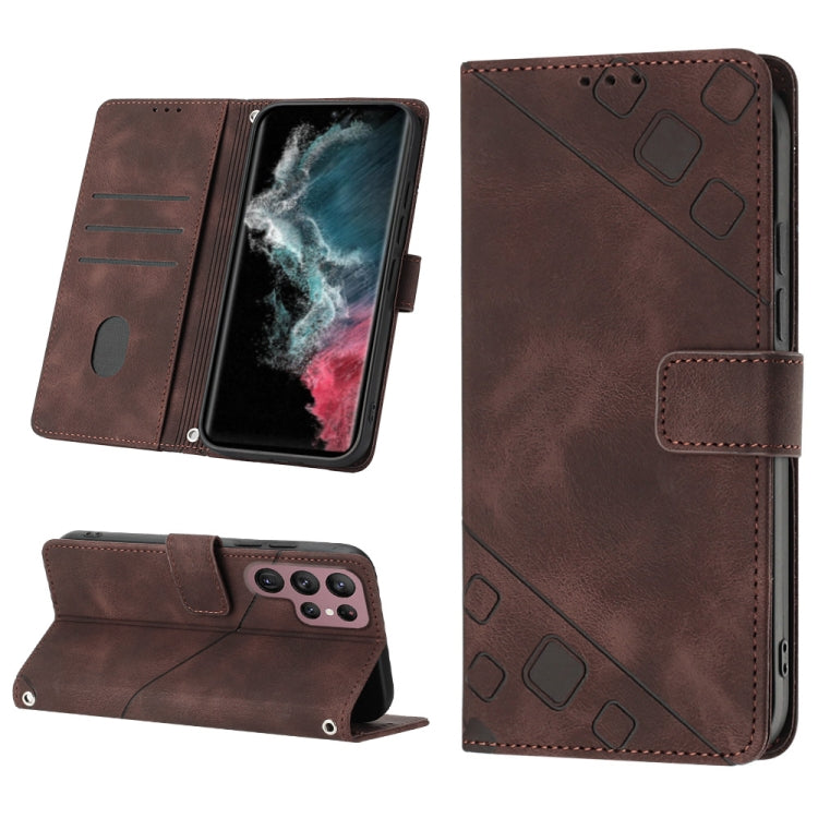 Skin-feel Embossed Leather Phone Case, For Samsung Galaxy S23 5G, For Samsung Galaxy S23+ 5G, For Samsung Galaxy S23 Ultra 5G, For Samsung Galaxy S22 5G, For Samsung Galaxy S22+ 5G, For Samsung Galaxy S22 Ultra 5G, For Samsung Galaxy S21 5G            ...