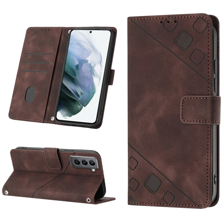 Skin-feel Embossed Leather Phone Case, For Samsung Galaxy S23 5G, For Samsung Galaxy S23+ 5G, For Samsung Galaxy S23 Ultra 5G, For Samsung Galaxy S22 5G, For Samsung Galaxy S22+ 5G, For Samsung Galaxy S22 Ultra 5G, For Samsung Galaxy S21 5G            ...