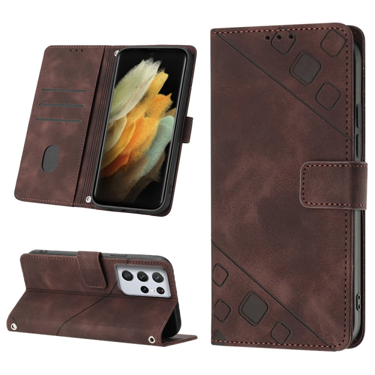 Skin-feel Embossed Leather Phone Case, For Samsung Galaxy S21 Ultra 5G, For Samsung Galaxy S21 FE 5G, For Samsung Galaxy S20 FE / S20 FE 2022, For Samsung Galaxy A03s 164.3mm India, For Samsung Galaxy A03s 166.6mm, For Samsung Galaxy A03s 165.8mm US   ...