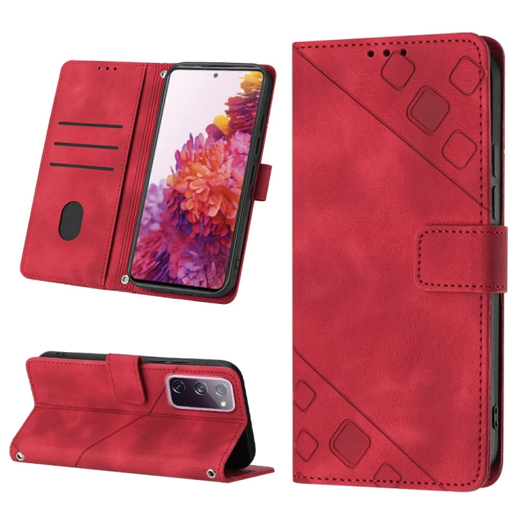 Skin-feel Embossed Leather Phone Case, For Samsung Galaxy S21 Ultra 5G, For Samsung Galaxy S21 FE 5G, For Samsung Galaxy S20 FE / S20 FE 2022, For Samsung Galaxy A03s 164.3mm India, For Samsung Galaxy A03s 166.6mm, For Samsung Galaxy A03s 165.8mm US   ...
