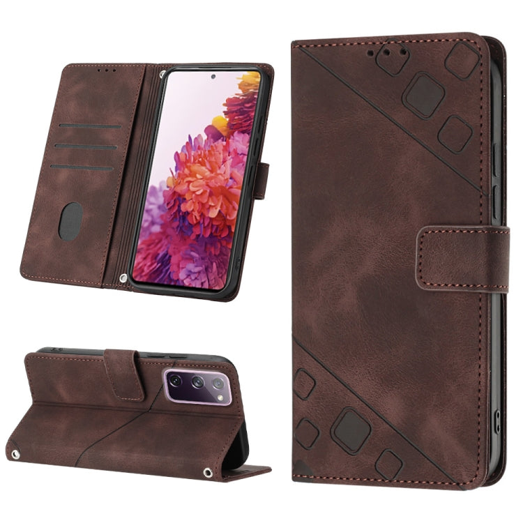 Skin-feel Embossed Leather Phone Case, For Samsung Galaxy S21 Ultra 5G, For Samsung Galaxy S21 FE 5G, For Samsung Galaxy S20 FE / S20 FE 2022, For Samsung Galaxy A03s 164.3mm India, For Samsung Galaxy A03s 166.6mm, For Samsung Galaxy A03s 165.8mm US   ...