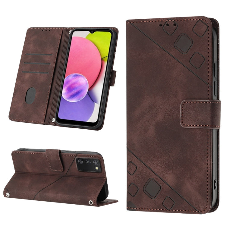 Skin-feel Embossed Leather Phone Case, For Samsung Galaxy S21 Ultra 5G, For Samsung Galaxy S21 FE 5G, For Samsung Galaxy S20 FE / S20 FE 2022, For Samsung Galaxy A03s 164.3mm India, For Samsung Galaxy A03s 166.6mm, For Samsung Galaxy A03s 165.8mm US   ...