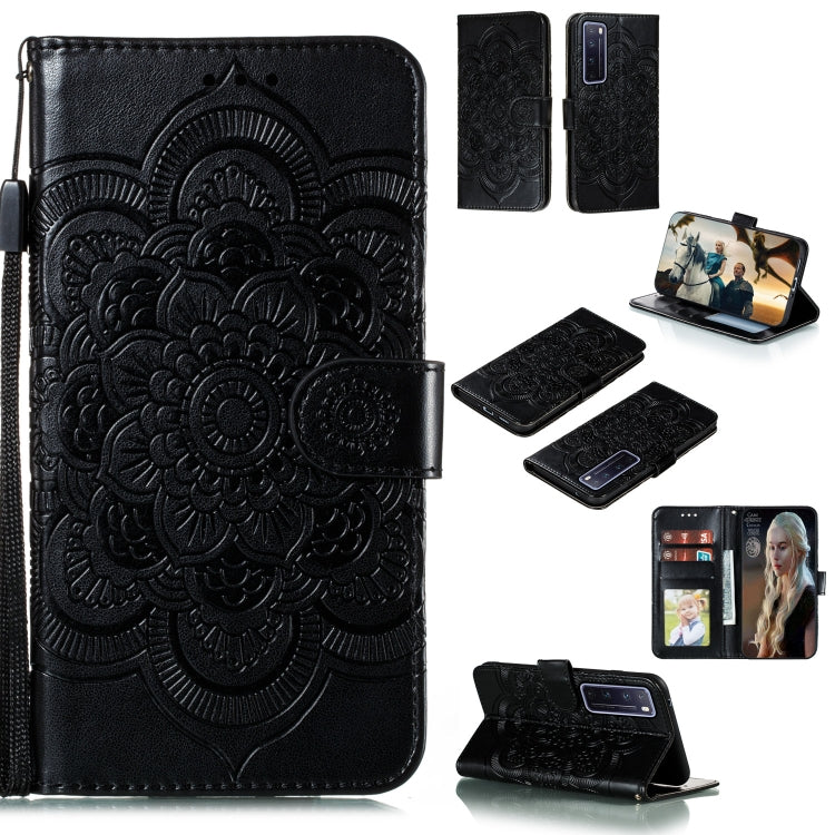 Mandala Embossing Pattern Horizontal Flip PU Leather Case with Holder & Card Slots & Walle & Lanyard, For Huawei nova 7 SE, For Huawei nova 7, For Huawei nova 7 Pro, For Huawei P40 pro+, For Huawei Enjoy 10e, For Huawei Honor 30