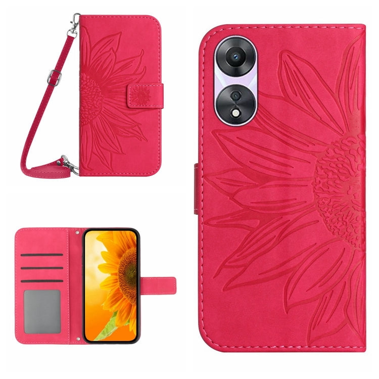 HT04 Skin Feel Sun Flower Embossed Flip Leather Phone Case with Lanyard, For OPPO Reno8 T 5G/A1 Pro 5G, For Xiaomi 13 Lite, For Samsung Galaxy A24 4G
