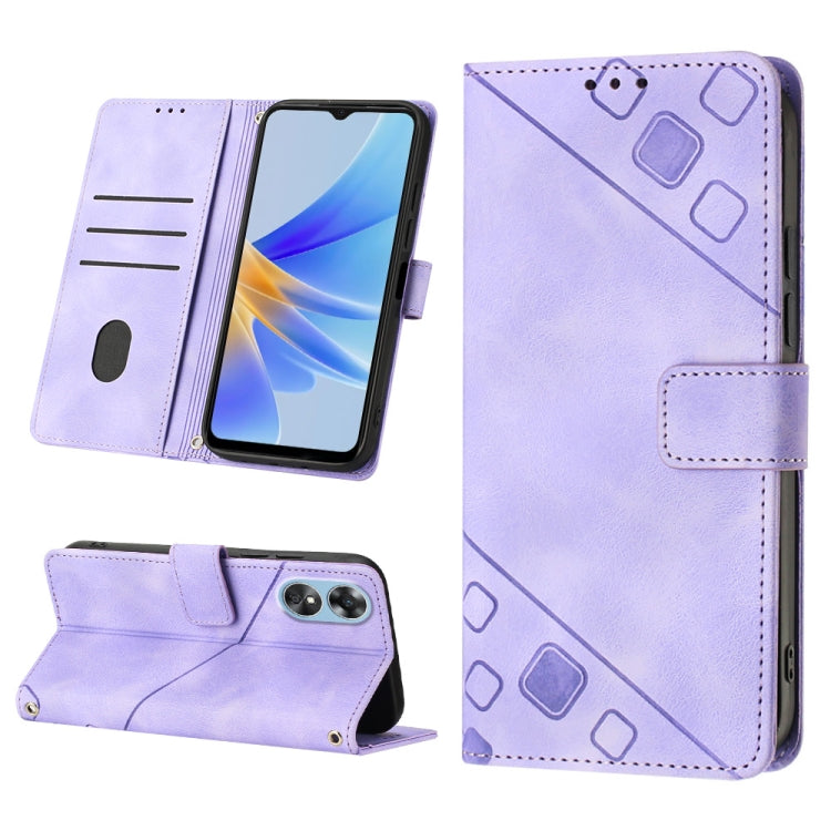 Skin-feel Embossed Leather Phone Case, For OPPO A17, For OPPO A54 5G / A74 5G / A93 5G, For OPPO A55 5G / A54 4G / Realme V11 5G, For OPPO A55s 5G, For OPPO A57 5G 2022 / 4G, For OPPO K10 5G, For OPPO K10 Pro 5G, For OPPO Reno7 4G / F21 Pro
