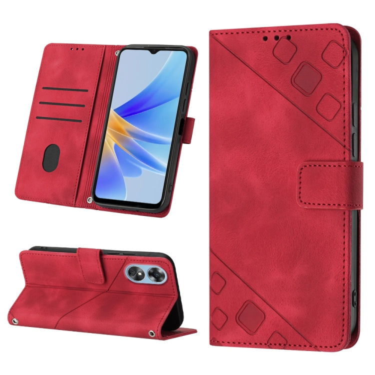 Skin-feel Embossed Leather Phone Case, For OPPO A17, For OPPO A54 5G / A74 5G / A93 5G, For OPPO A55 5G / A54 4G / Realme V11 5G, For OPPO A55s 5G, For OPPO A57 5G 2022 / 4G, For OPPO K10 5G, For OPPO K10 Pro 5G, For OPPO Reno7 4G / F21 Pro