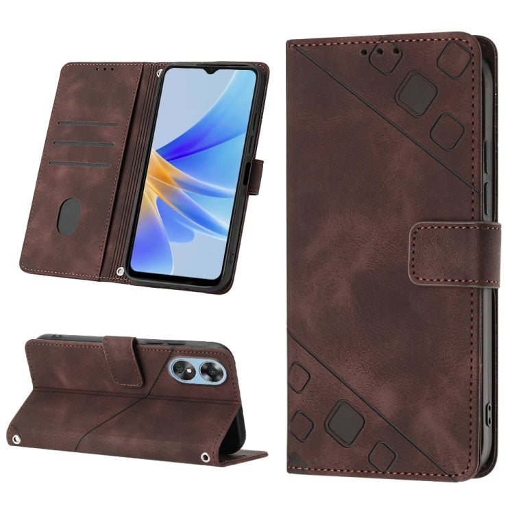 Skin-feel Embossed Leather Phone Case, For OPPO A17, For OPPO A54 5G / A74 5G / A93 5G, For OPPO A55 5G / A54 4G / Realme V11 5G, For OPPO A55s 5G, For OPPO A57 5G 2022 / 4G, For OPPO K10 5G, For OPPO K10 Pro 5G, For OPPO Reno7 4G / F21 Pro