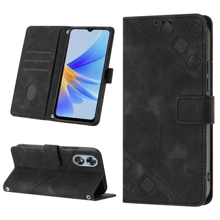 Skin-feel Embossed Leather Phone Case, For OPPO A17, For OPPO A54 5G / A74 5G / A93 5G, For OPPO A55 5G / A54 4G / Realme V11 5G, For OPPO A55s 5G, For OPPO A57 5G 2022 / 4G, For OPPO K10 5G, For OPPO K10 Pro 5G, For OPPO Reno7 4G / F21 Pro