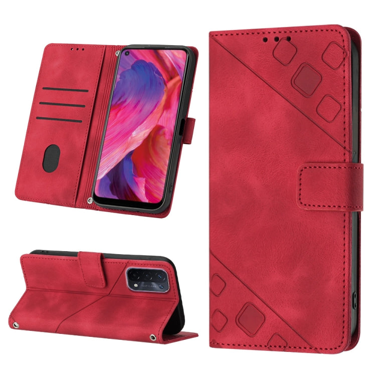Skin-feel Embossed Leather Phone Case, For OPPO A17, For OPPO A54 5G / A74 5G / A93 5G, For OPPO A55 5G / A54 4G / Realme V11 5G, For OPPO A55s 5G, For OPPO A57 5G 2022 / 4G, For OPPO K10 5G, For OPPO K10 Pro 5G, For OPPO Reno7 4G / F21 Pro