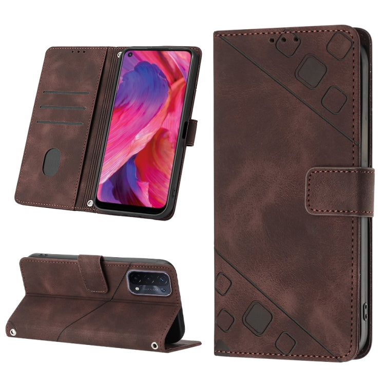 Skin-feel Embossed Leather Phone Case, For OPPO A17, For OPPO A54 5G / A74 5G / A93 5G, For OPPO A55 5G / A54 4G / Realme V11 5G, For OPPO A55s 5G, For OPPO A57 5G 2022 / 4G, For OPPO K10 5G, For OPPO K10 Pro 5G, For OPPO Reno7 4G / F21 Pro
