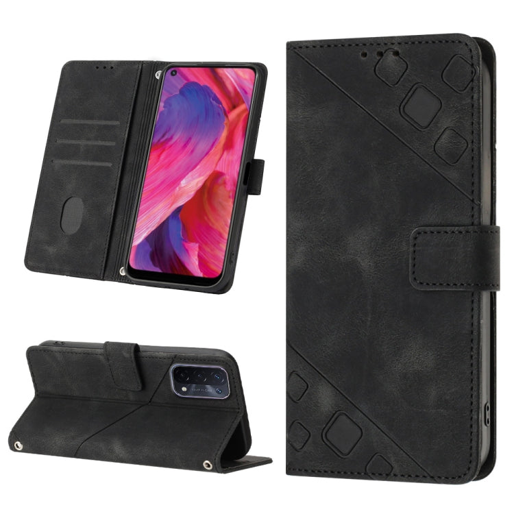 Skin-feel Embossed Leather Phone Case, For OPPO A17, For OPPO A54 5G / A74 5G / A93 5G, For OPPO A55 5G / A54 4G / Realme V11 5G, For OPPO A55s 5G, For OPPO A57 5G 2022 / 4G, For OPPO K10 5G, For OPPO K10 Pro 5G, For OPPO Reno7 4G / F21 Pro