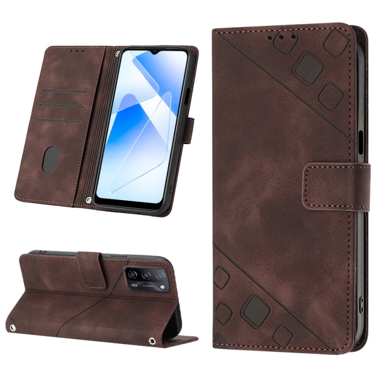 Skin-feel Embossed Leather Phone Case, For OPPO A17, For OPPO A54 5G / A74 5G / A93 5G, For OPPO A55 5G / A54 4G / Realme V11 5G, For OPPO A55s 5G, For OPPO A57 5G 2022 / 4G, For OPPO K10 5G, For OPPO K10 Pro 5G, For OPPO Reno7 4G / F21 Pro