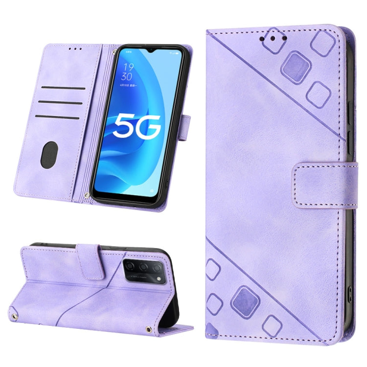 Skin-feel Embossed Leather Phone Case, For OPPO A17, For OPPO A54 5G / A74 5G / A93 5G, For OPPO A55 5G / A54 4G / Realme V11 5G, For OPPO A55s 5G, For OPPO A57 5G 2022 / 4G, For OPPO K10 5G, For OPPO K10 Pro 5G, For OPPO Reno7 4G / F21 Pro