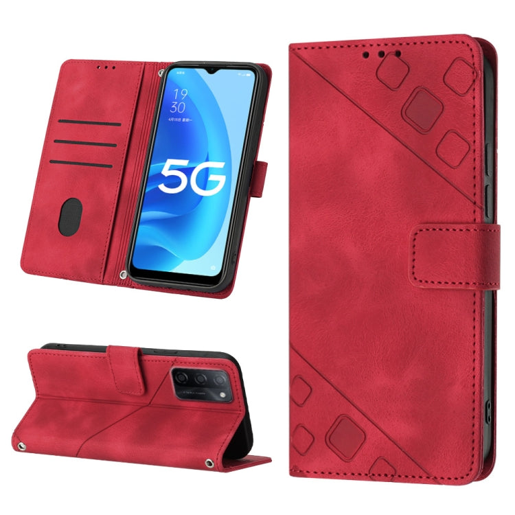 Skin-feel Embossed Leather Phone Case, For OPPO A17, For OPPO A54 5G / A74 5G / A93 5G, For OPPO A55 5G / A54 4G / Realme V11 5G, For OPPO A55s 5G, For OPPO A57 5G 2022 / 4G, For OPPO K10 5G, For OPPO K10 Pro 5G, For OPPO Reno7 4G / F21 Pro