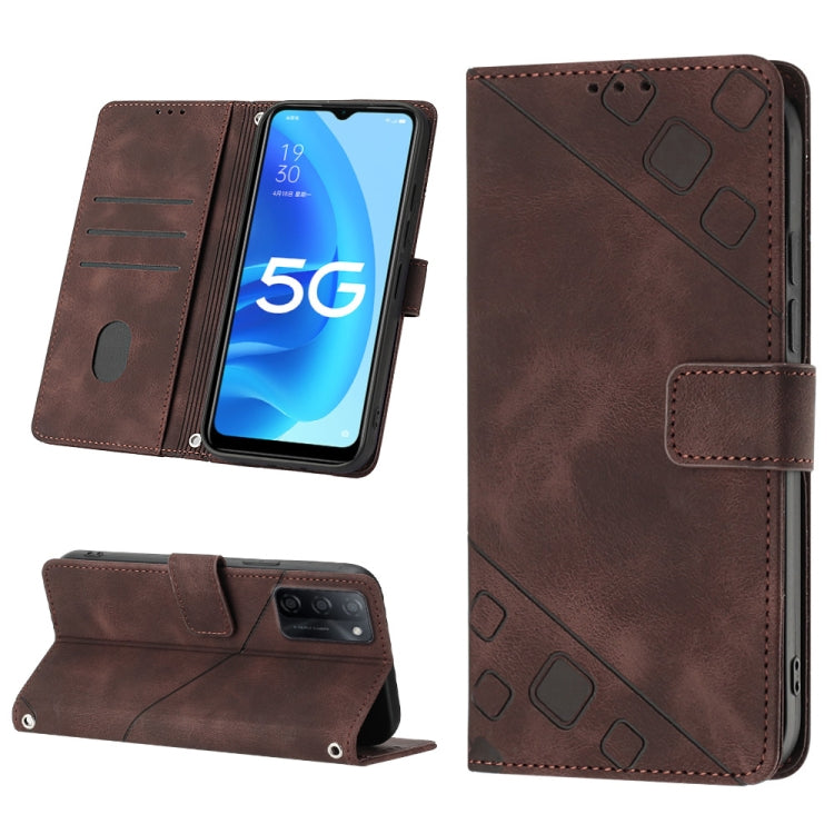 Skin-feel Embossed Leather Phone Case, For OPPO A17, For OPPO A54 5G / A74 5G / A93 5G, For OPPO A55 5G / A54 4G / Realme V11 5G, For OPPO A55s 5G, For OPPO A57 5G 2022 / 4G, For OPPO K10 5G, For OPPO K10 Pro 5G, For OPPO Reno7 4G / F21 Pro