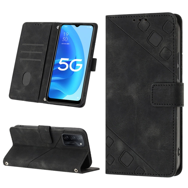 Skin-feel Embossed Leather Phone Case, For OPPO A17, For OPPO A54 5G / A74 5G / A93 5G, For OPPO A55 5G / A54 4G / Realme V11 5G, For OPPO A55s 5G, For OPPO A57 5G 2022 / 4G, For OPPO K10 5G, For OPPO K10 Pro 5G, For OPPO Reno7 4G / F21 Pro