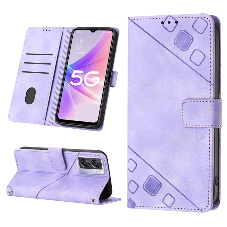 Skin-feel Embossed Leather Phone Case, For OPPO A17, For OPPO A54 5G / A74 5G / A93 5G, For OPPO A55 5G / A54 4G / Realme V11 5G, For OPPO A55s 5G, For OPPO A57 5G 2022 / 4G, For OPPO K10 5G, For OPPO K10 Pro 5G, For OPPO Reno7 4G / F21 Pro