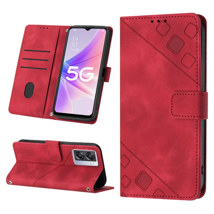 Skin-feel Embossed Leather Phone Case, For OPPO A17, For OPPO A54 5G / A74 5G / A93 5G, For OPPO A55 5G / A54 4G / Realme V11 5G, For OPPO A55s 5G, For OPPO A57 5G 2022 / 4G, For OPPO K10 5G, For OPPO K10 Pro 5G, For OPPO Reno7 4G / F21 Pro