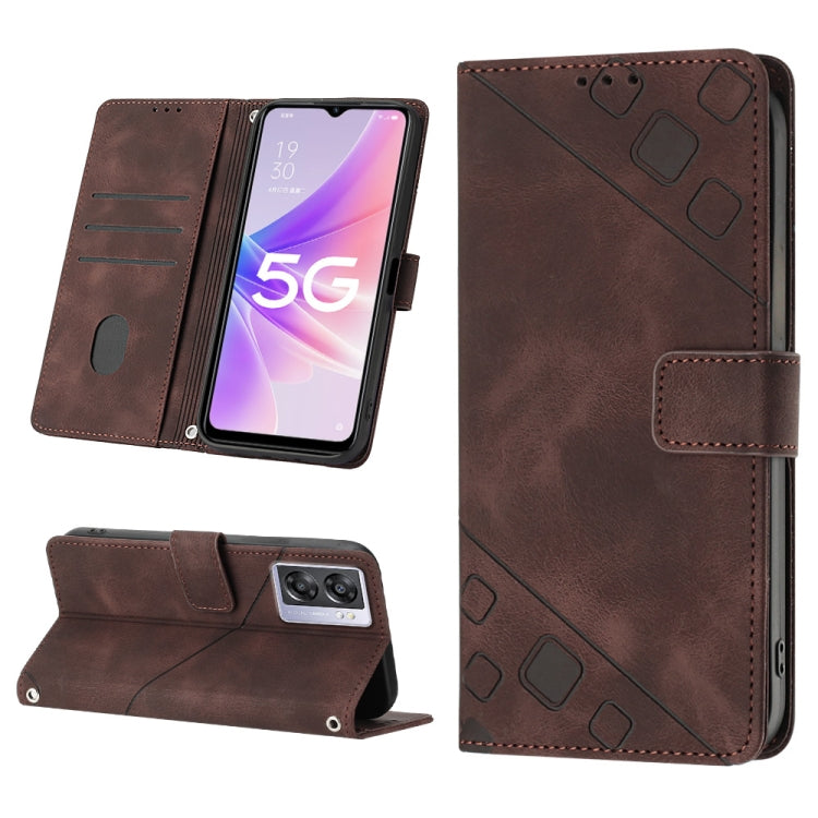 Skin-feel Embossed Leather Phone Case, For OPPO A17, For OPPO A54 5G / A74 5G / A93 5G, For OPPO A55 5G / A54 4G / Realme V11 5G, For OPPO A55s 5G, For OPPO A57 5G 2022 / 4G, For OPPO K10 5G, For OPPO K10 Pro 5G, For OPPO Reno7 4G / F21 Pro