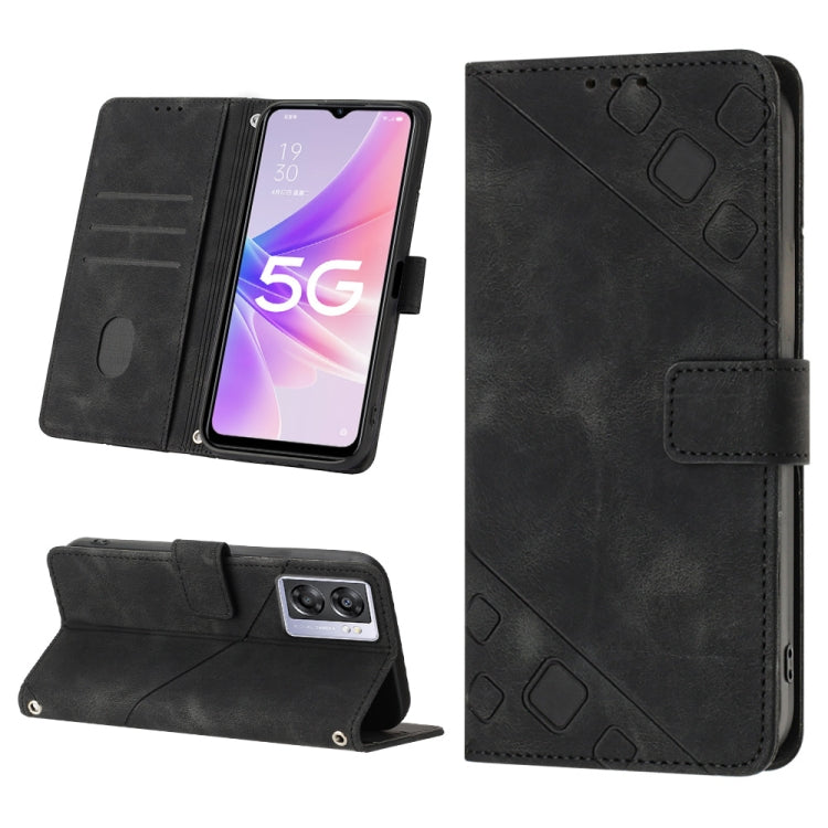 Skin-feel Embossed Leather Phone Case, For OPPO A17, For OPPO A54 5G / A74 5G / A93 5G, For OPPO A55 5G / A54 4G / Realme V11 5G, For OPPO A55s 5G, For OPPO A57 5G 2022 / 4G, For OPPO K10 5G, For OPPO K10 Pro 5G, For OPPO Reno7 4G / F21 Pro