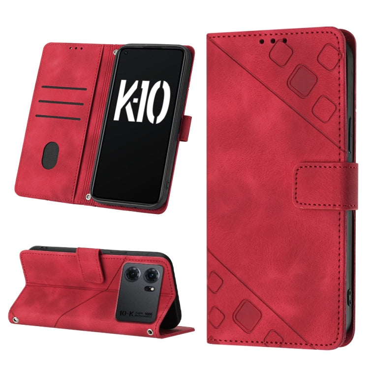 Skin-feel Embossed Leather Phone Case, For OPPO A17, For OPPO A54 5G / A74 5G / A93 5G, For OPPO A55 5G / A54 4G / Realme V11 5G, For OPPO A55s 5G, For OPPO A57 5G 2022 / 4G, For OPPO K10 5G, For OPPO K10 Pro 5G, For OPPO Reno7 4G / F21 Pro