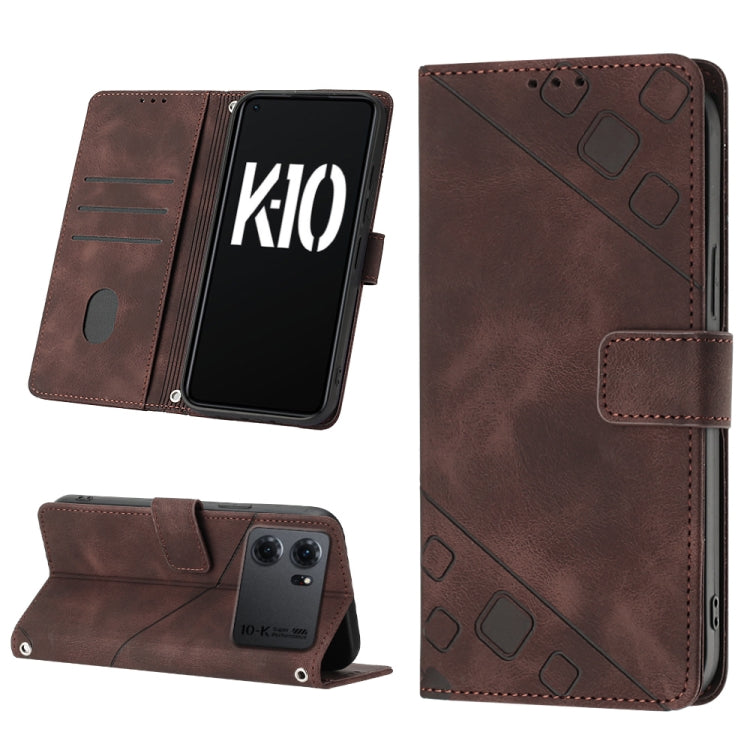 Skin-feel Embossed Leather Phone Case, For OPPO A17, For OPPO A54 5G / A74 5G / A93 5G, For OPPO A55 5G / A54 4G / Realme V11 5G, For OPPO A55s 5G, For OPPO A57 5G 2022 / 4G, For OPPO K10 5G, For OPPO K10 Pro 5G, For OPPO Reno7 4G / F21 Pro