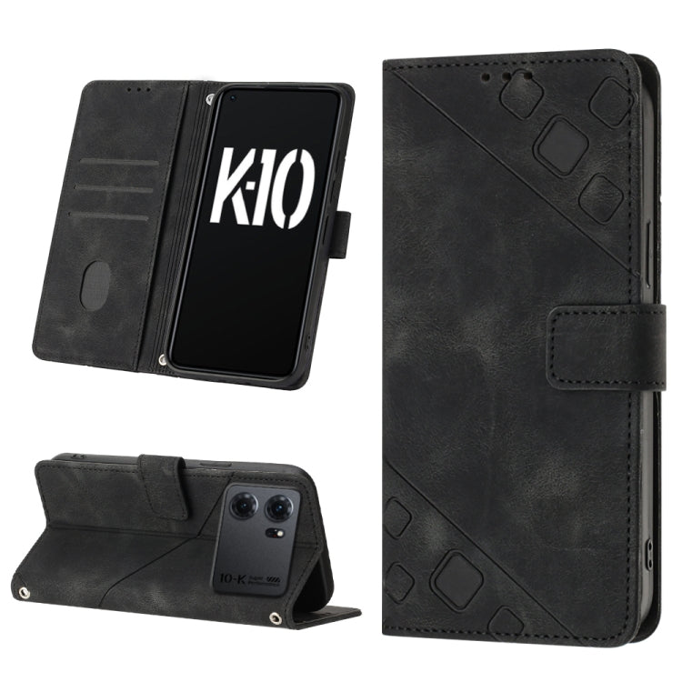 Skin-feel Embossed Leather Phone Case, For OPPO A17, For OPPO A54 5G / A74 5G / A93 5G, For OPPO A55 5G / A54 4G / Realme V11 5G, For OPPO A55s 5G, For OPPO A57 5G 2022 / 4G, For OPPO K10 5G, For OPPO K10 Pro 5G, For OPPO Reno7 4G / F21 Pro
