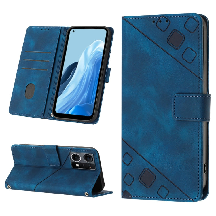 Skin-feel Embossed Leather Phone Case, For OPPO A17, For OPPO A54 5G / A74 5G / A93 5G, For OPPO A55 5G / A54 4G / Realme V11 5G, For OPPO A55s 5G, For OPPO A57 5G 2022 / 4G, For OPPO K10 5G, For OPPO K10 Pro 5G, For OPPO Reno7 4G / F21 Pro