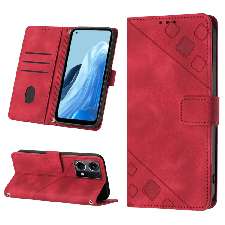 Skin-feel Embossed Leather Phone Case, For OPPO A17, For OPPO A54 5G / A74 5G / A93 5G, For OPPO A55 5G / A54 4G / Realme V11 5G, For OPPO A55s 5G, For OPPO A57 5G 2022 / 4G, For OPPO K10 5G, For OPPO K10 Pro 5G, For OPPO Reno7 4G / F21 Pro