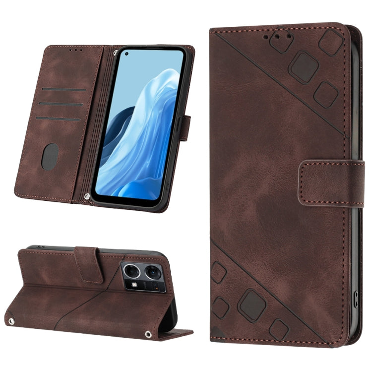 Skin-feel Embossed Leather Phone Case, For OPPO A17, For OPPO A54 5G / A74 5G / A93 5G, For OPPO A55 5G / A54 4G / Realme V11 5G, For OPPO A55s 5G, For OPPO A57 5G 2022 / 4G, For OPPO K10 5G, For OPPO K10 Pro 5G, For OPPO Reno7 4G / F21 Pro
