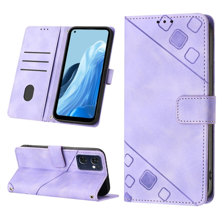 Skin-feel Embossed Leather Phone Case, For OPPO Reno7 5G Foreign / Find X5 Lite, For OPPO Reno8 5G, For OPPO Reno8 Pro 5G