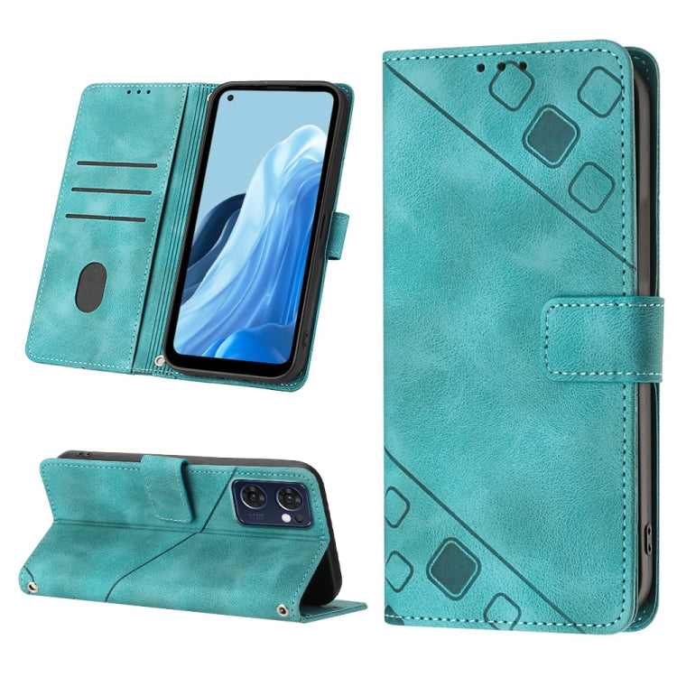 Skin-feel Embossed Leather Phone Case, For OPPO Reno7 5G Foreign / Find X5 Lite, For OPPO Reno8 5G, For OPPO Reno8 Pro 5G