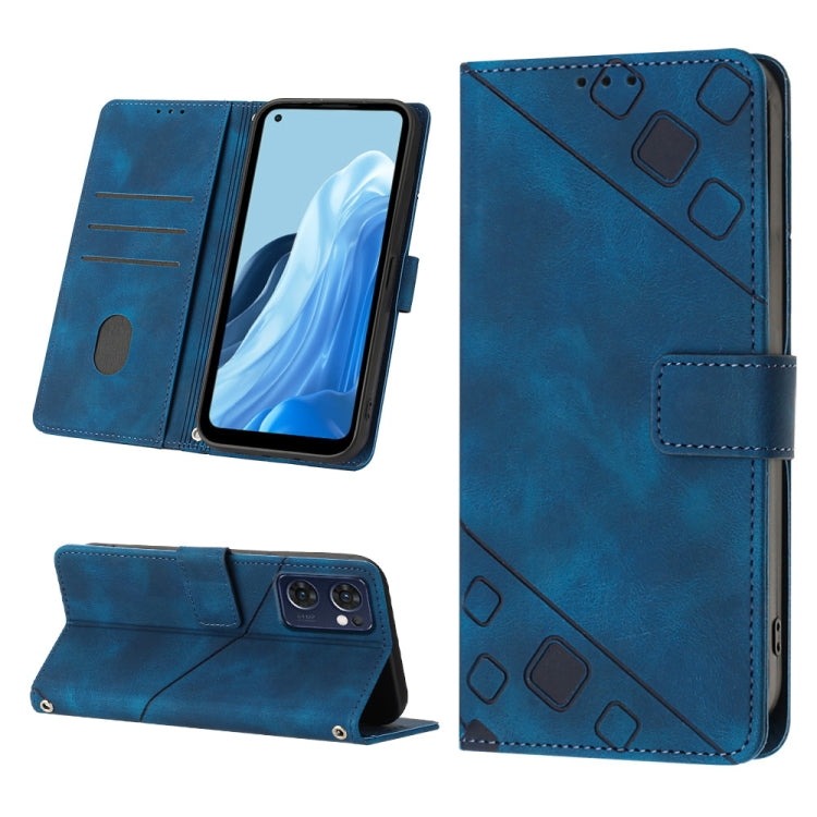 Skin-feel Embossed Leather Phone Case, For OPPO Reno7 5G Foreign / Find X5 Lite, For OPPO Reno8 5G, For OPPO Reno8 Pro 5G