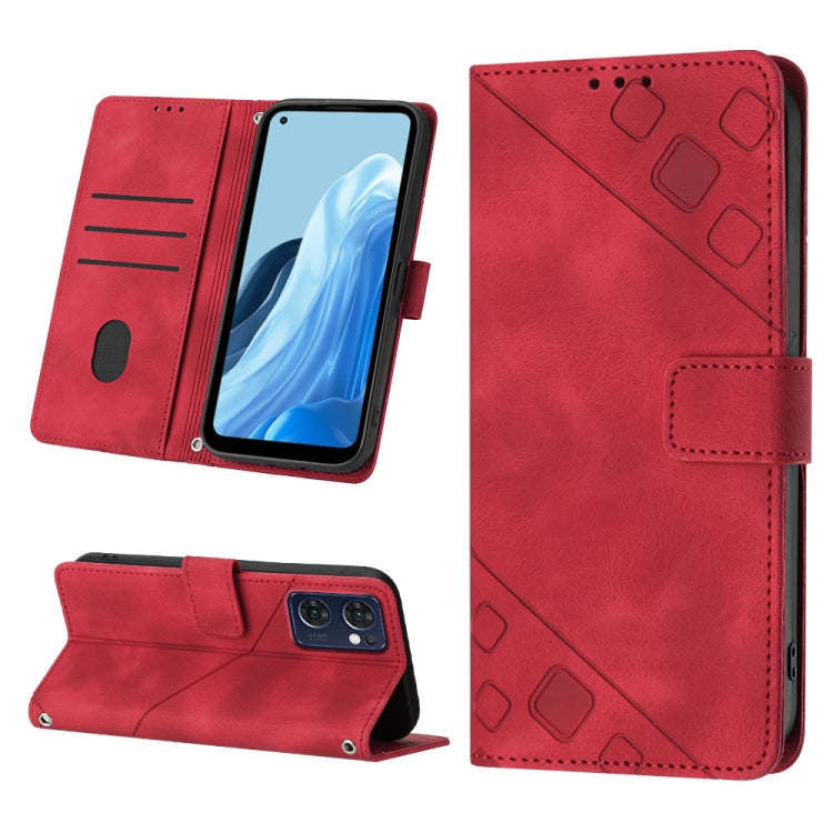 Skin-feel Embossed Leather Phone Case, For OPPO Reno7 5G Foreign / Find X5 Lite, For OPPO Reno8 5G, For OPPO Reno8 Pro 5G