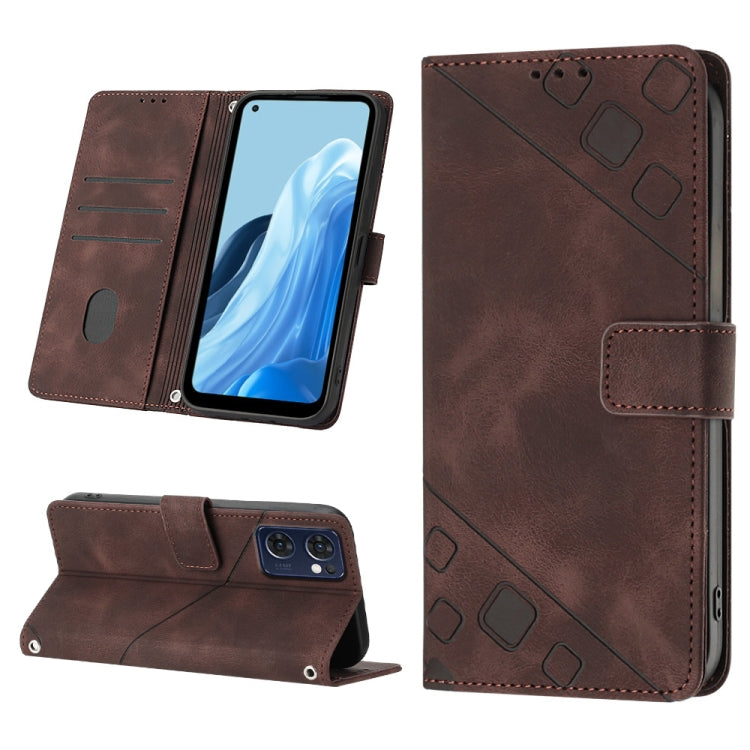 Skin-feel Embossed Leather Phone Case, For OPPO Reno7 5G Foreign / Find X5 Lite, For OPPO Reno8 5G, For OPPO Reno8 Pro 5G