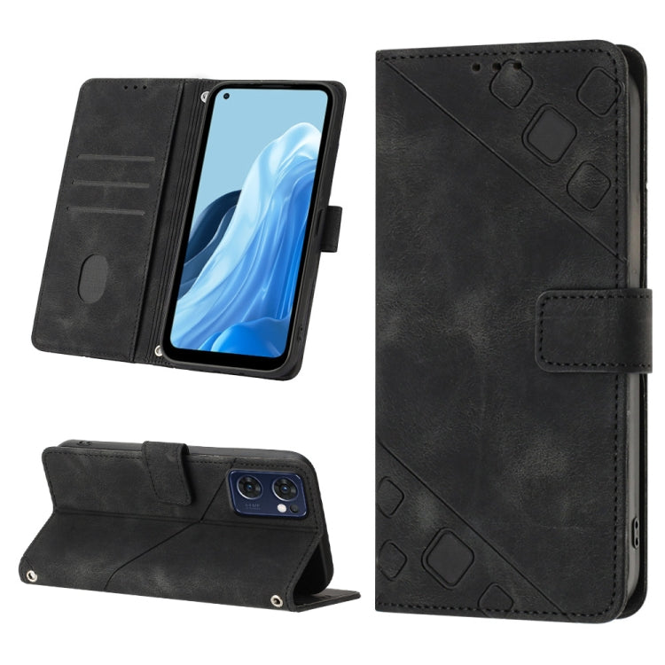 Skin-feel Embossed Leather Phone Case, For OPPO Reno7 5G Foreign / Find X5 Lite, For OPPO Reno8 5G, For OPPO Reno8 Pro 5G