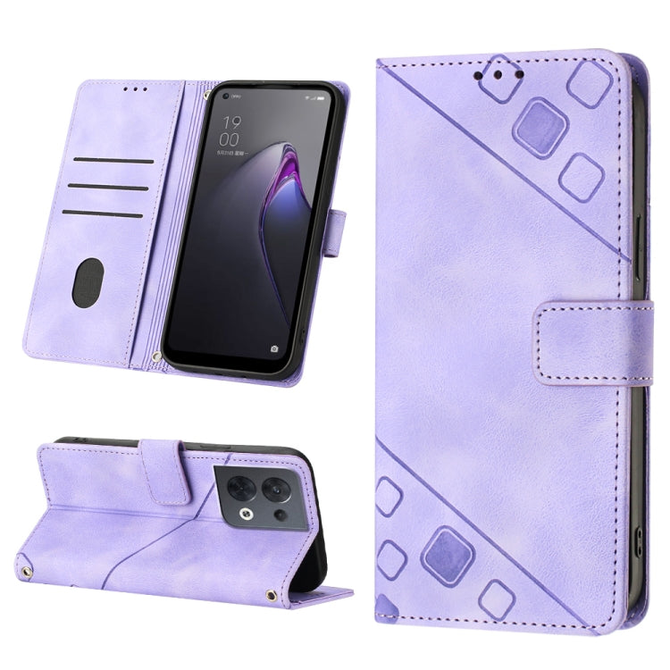 Skin-feel Embossed Leather Phone Case, For OPPO Reno7 5G Foreign / Find X5 Lite, For OPPO Reno8 5G, For OPPO Reno8 Pro 5G