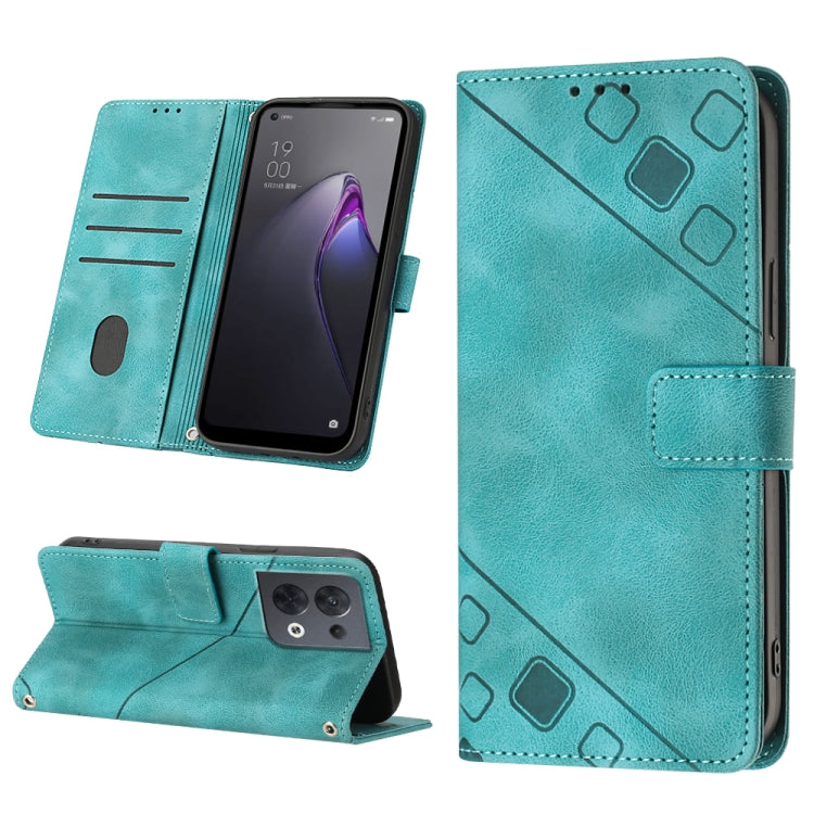 Skin-feel Embossed Leather Phone Case, For OPPO Reno7 5G Foreign / Find X5 Lite, For OPPO Reno8 5G, For OPPO Reno8 Pro 5G