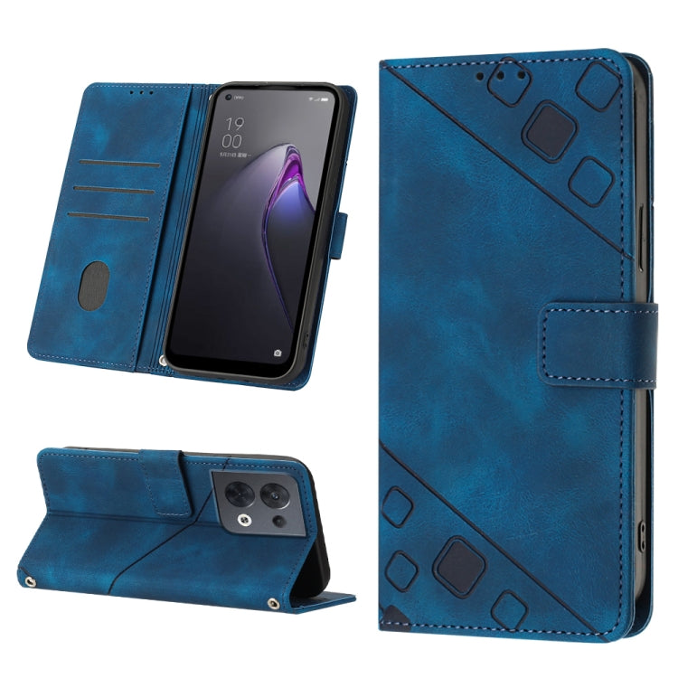 Skin-feel Embossed Leather Phone Case, For OPPO Reno7 5G Foreign / Find X5 Lite, For OPPO Reno8 5G, For OPPO Reno8 Pro 5G