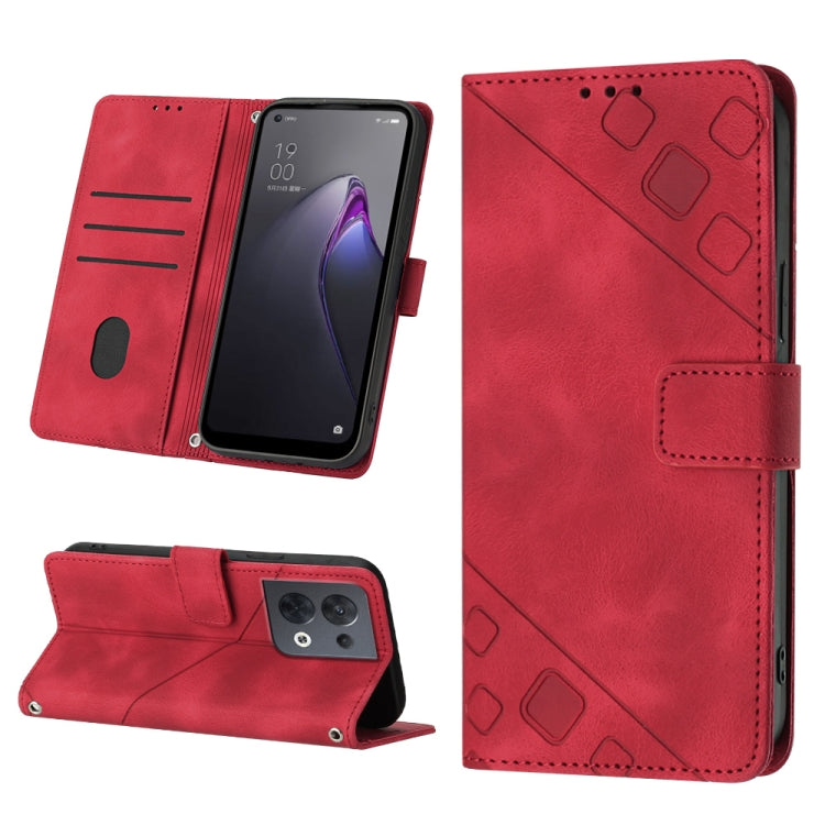 Skin-feel Embossed Leather Phone Case, For OPPO Reno7 5G Foreign / Find X5 Lite, For OPPO Reno8 5G, For OPPO Reno8 Pro 5G